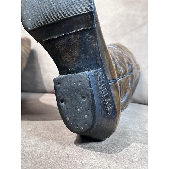 Vintage Loblan Cowboy Boots Men’s Size 9.5 – Tan Leather Harness Western Boots - Picture 11 of 16